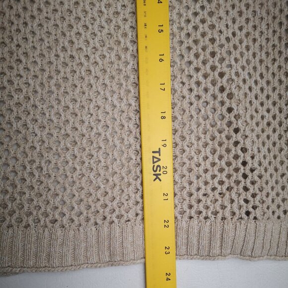 Eddie Bauer Ladies Size Medium Tan Mesh V-neck Knit Sweater - Picture 8 of 9